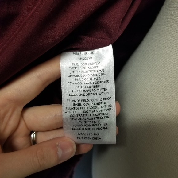 Pendleton Cranberry Wine Cozy Soft Fuzzy Teddy Bear Zip Sweatshirt Small - Picture 6 of 8